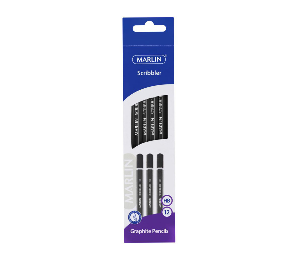Marlin Scribblers HB end dipped pencil Black & Silver striped box 12's